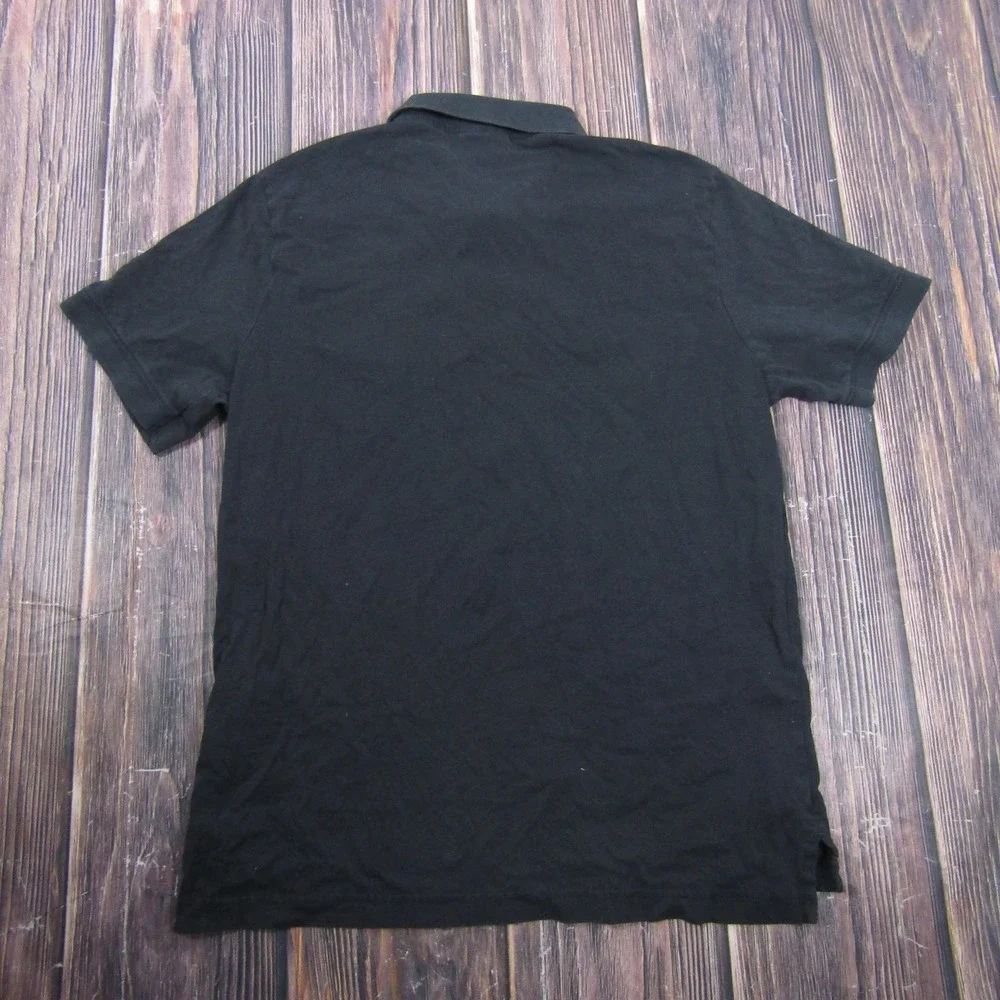 Nike Polo‎ Shirt Mens M Black Solid 100% Cotton Collared Casual Knit Top Logo